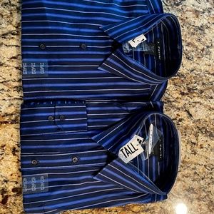 J. Ferrar Men’s Navy Imperial Stripe Dress Shirt